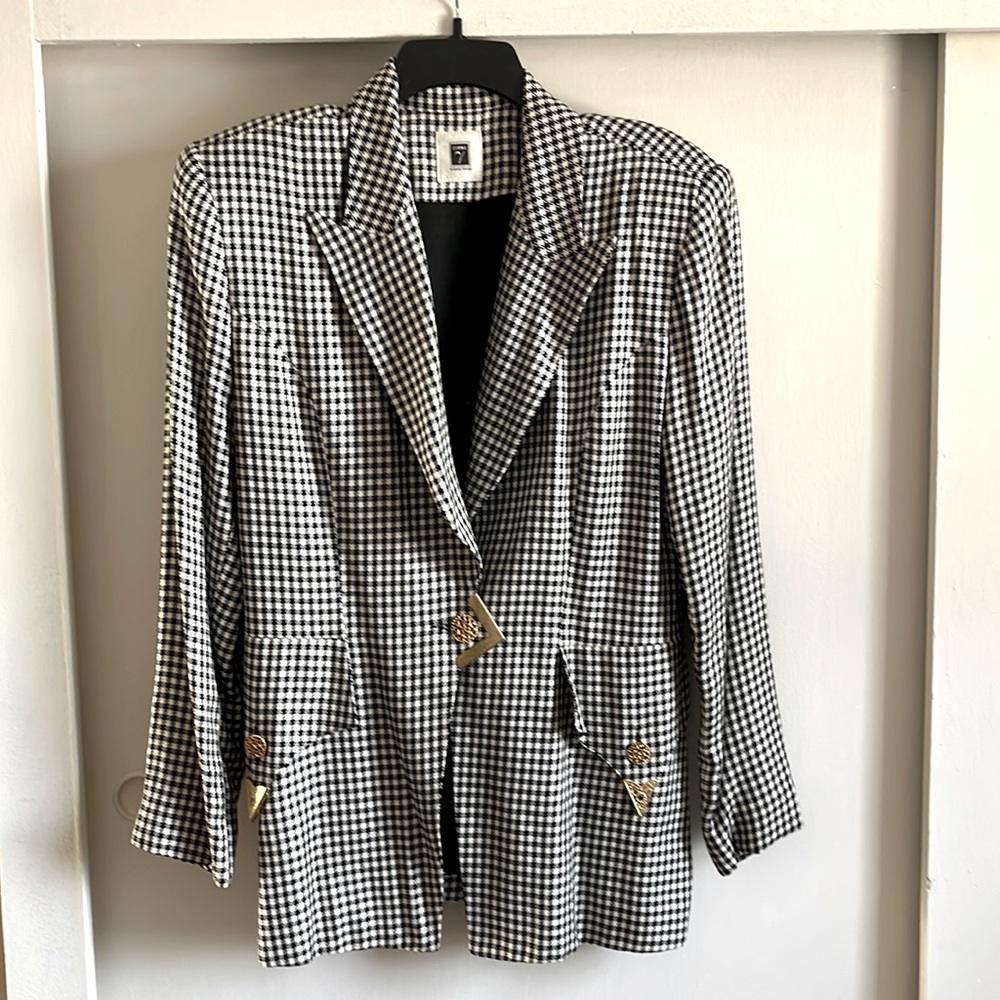 Vintage houndstooth wool blazer with gold hardware - Made in 🇨🇦